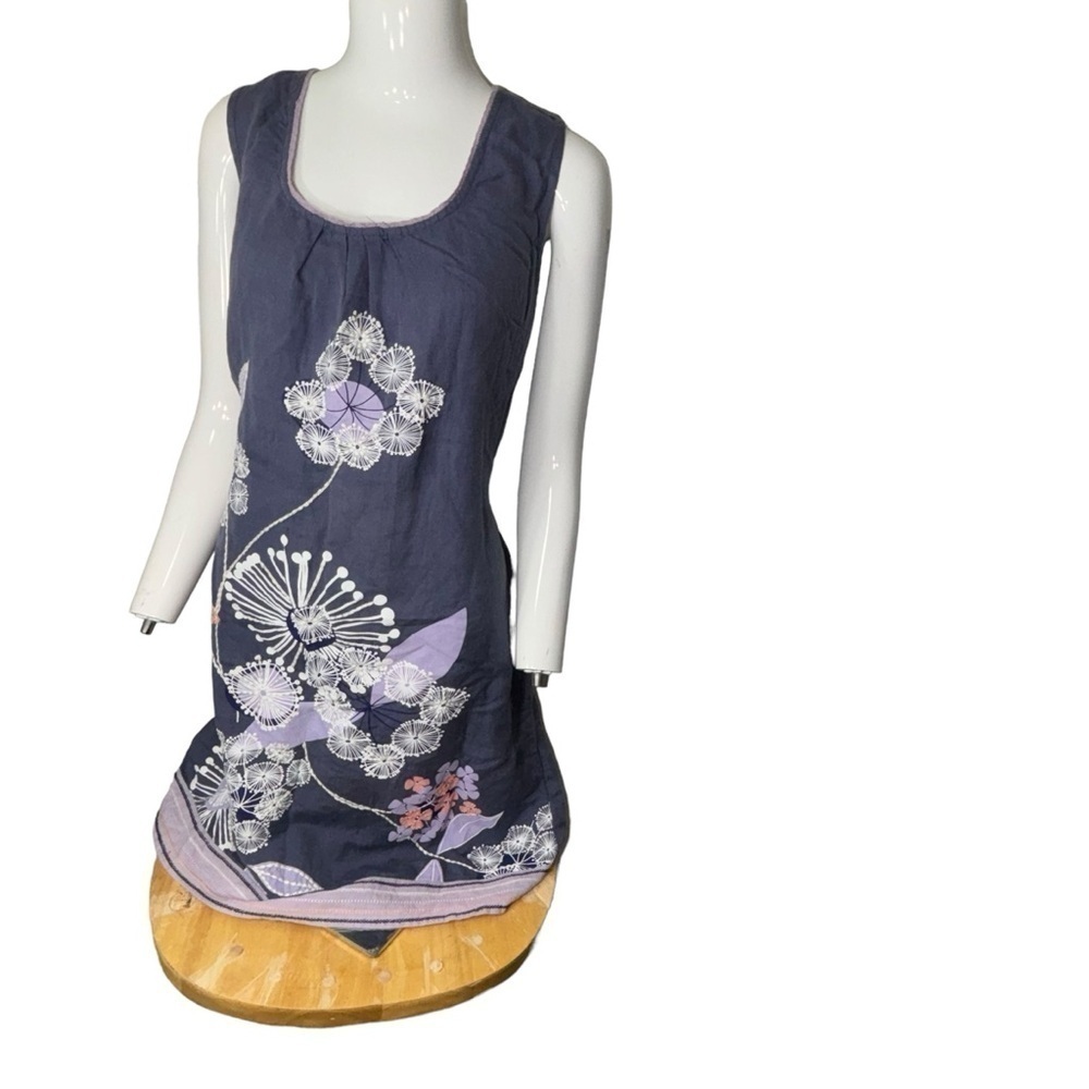 Sz 12 Mantaray Faithful True Gorgeous Embroidered Sleeveless Linen Blend